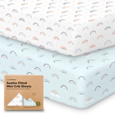 KeaBabies Mini Crib Sheets for Baby Girls, Boys, 2-Pack Soothe Pack and Play Sheets Fitted, Organic Pack N Play Mattress Sheet