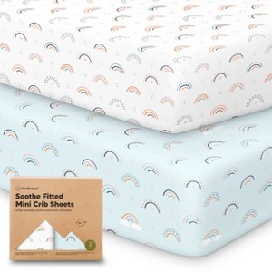 KeaBabies Mini Crib Sheets for Baby Girls, Boys, 2-Pack Soothe Pack and Play Sheets Fitted, Organic Pack N Play Mattress Sheet - 1 of 4