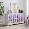 Okak Display Cabinet, Curio Cabinet with 4 Vintage Design Glass Doors，Storage Cabinet for Living Room, Bedrooom, Office - 2 of 4