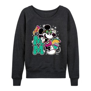 Women's - Disney - Mickey Mouse Sunglasses Lightweight French Terry Wide Neck Long Sleeve Shirt - 1 of 4