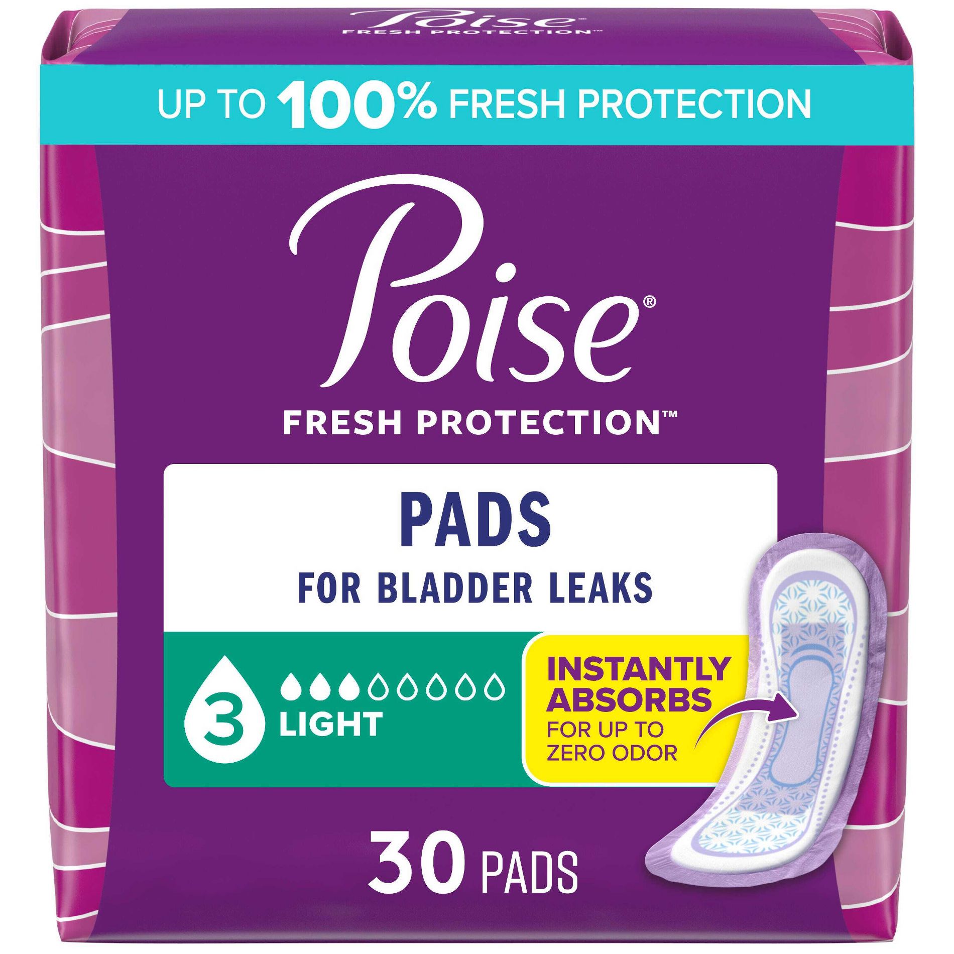 Poise Incontinence Bladder Control & Postpartum Pads - Light Absorbency