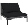 vidaXL Stylish Outdoor Patio Sofas in Dark Grey Half-Round Poly Rattan with Comfortable Black Cushions and Sturdy Steel Frame - Set of 2 - 3 of 4