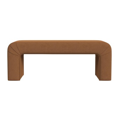 Rust Velvet Arch Channel Tufted Bedroom Bench