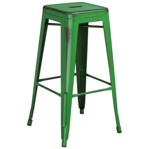 Merrick Lane Metal Stool with Powder Coated Finish and Integrated Floor Glides - 1 of 4