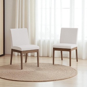 Set of 2 Contemporary Upholstered Dining Chairs with Rubberwood Legs, Padded Seat and Backrest, Modern Accent Chairs for Dining Room or Kitchen - 1 of 4
