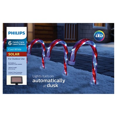 Philips 6ct christmas led solar candy cane path deals lights cool white