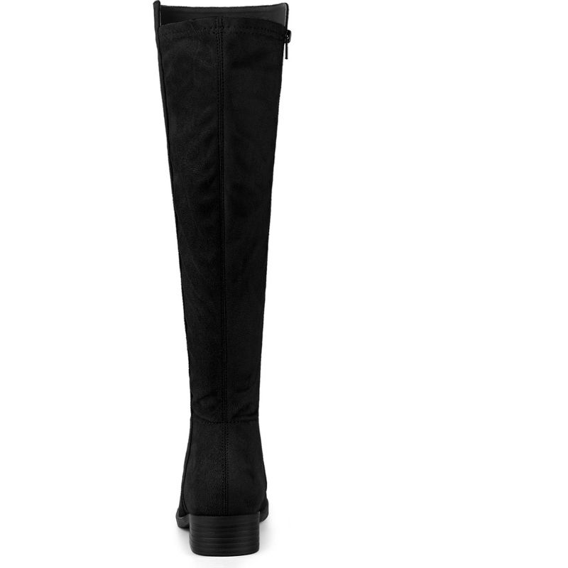 Allegra K Women's Side Zipper Chunky Heels Knee High Boots, 4 of 8