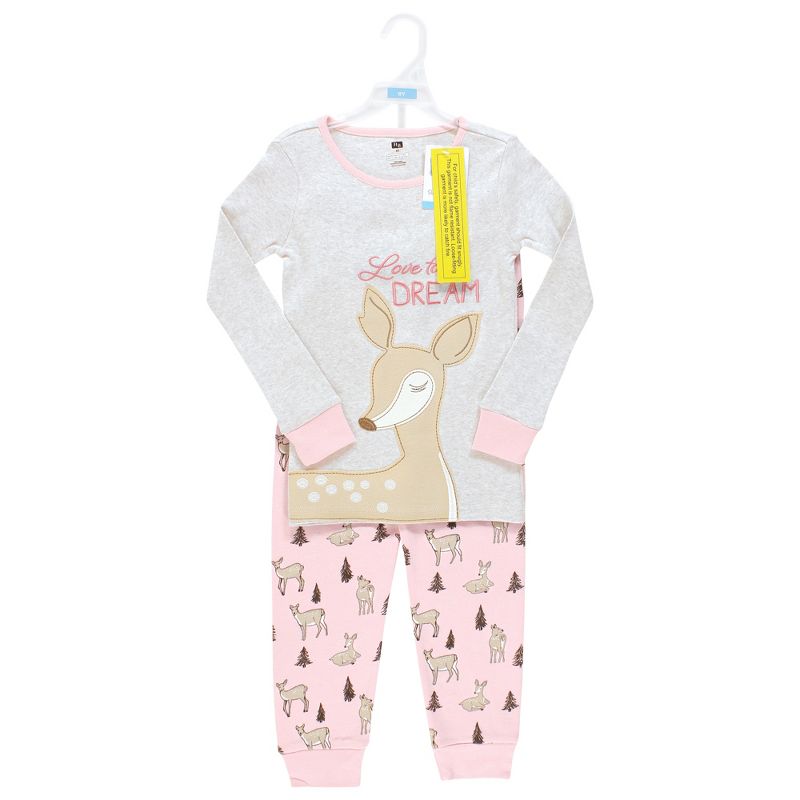 Hudson Baby Girl Cotton Pajama Set, Deer, 2 of 5