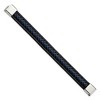 Black Bow Jewelry 15mm Stainless Steel Black/Blue Braided Leather Bracelet, 8.25 Inch - 2 of 4