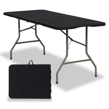 SUGIFT 6ft Portable Plastic Folding Tables for Home Garden Office Indoor Outdoor, Black