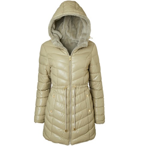 Faux Fur-lined Jacket - Beige - Ladies