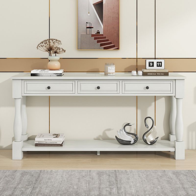 63"L Extra-thick Console Table with Drawers and Shelf RE-ModernLuxe, 2 of 13