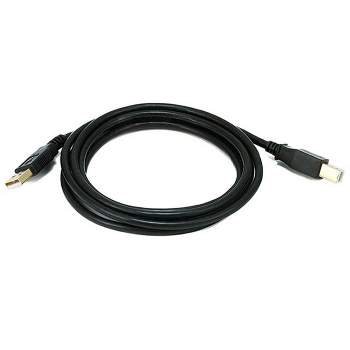 Monoprice USB 2.0 Cable - 6 Feet - Black | USB Type-A Male to USB Type-B Male, 28/24AWG with Ferrite Core, Gold Plated