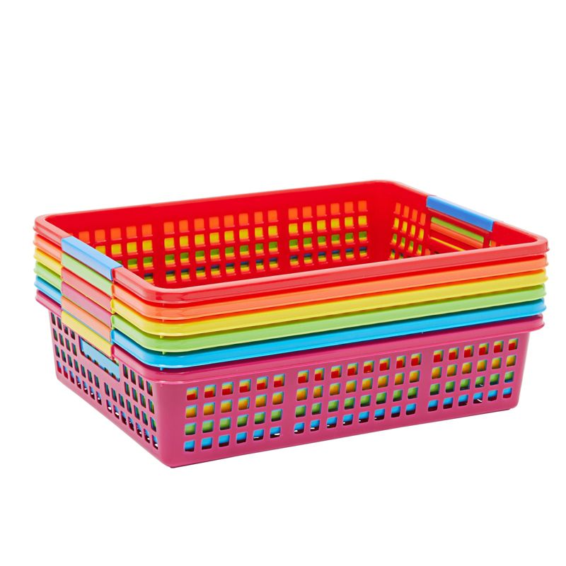 Bright Creations 6 Pack Plastic Turn In Trays Classroom Organizer for Paper, Colorful Storage Baskets for School Supplies, 13.5 x 10 In, 5 of 8