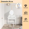 Vanity Desk with Mirror & Lights, Wood Makeup Dressing Table with Oval Mirror & Stool,Modern Bedroom Dressing Table with 5 Large Drawers for Women - 2 of 4