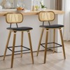 Bekrvio 26" Mid Century Modern Counter Height Bar Stools - Rattan Cane Back, Wood, PU Leather Upholstered for Kitchen Island Dining - 4 of 4