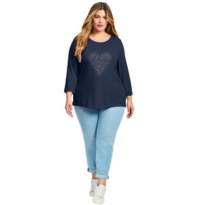 Avenue Women's Plus Size Love Heart Top - 1 of 4