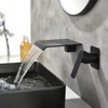 Cobbe Bathroom Sink Faucet for Vanity with Waterfall Spout 2-Hole Installation Wall-Mounted Single Handle Faucet Matte Black - 2 of 4