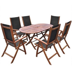 vidaXL Garden Furniture Set Brown Acacia wood 9 piece set Foldable - 1 of 4