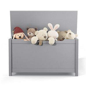 KTMBDW Toy Storage Box with Safety Hinged Lid, Wooden Sturdy Toys Storage Chest Bin Organizer Basket for Kids, Boys, Girls, Nursery, Closet - 1 of 4