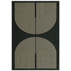COZONY Modern Geometric Arch Black Washable Low Pile Area Rug - 1 of 4