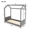 Twin Size Velvet House Bed Wood Bed Gray - 2 of 4