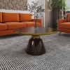 LeisureMod Tully Collection Glass Coffee Table, Gold Rim with Glass/ Sintered Stone Top - 2 of 4