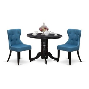3-Piece Black Finish Solid Wood Top - Dining Room Set - Seats 4 - 1 of 4