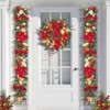 6FT Pre-Lit Christmas Garland with 20 LED Lights, Xmas Garland with Red, Gold & Silver Ball Ornaments, Flowers, Ribbons, for Indoor Outdoor - 2 of 4