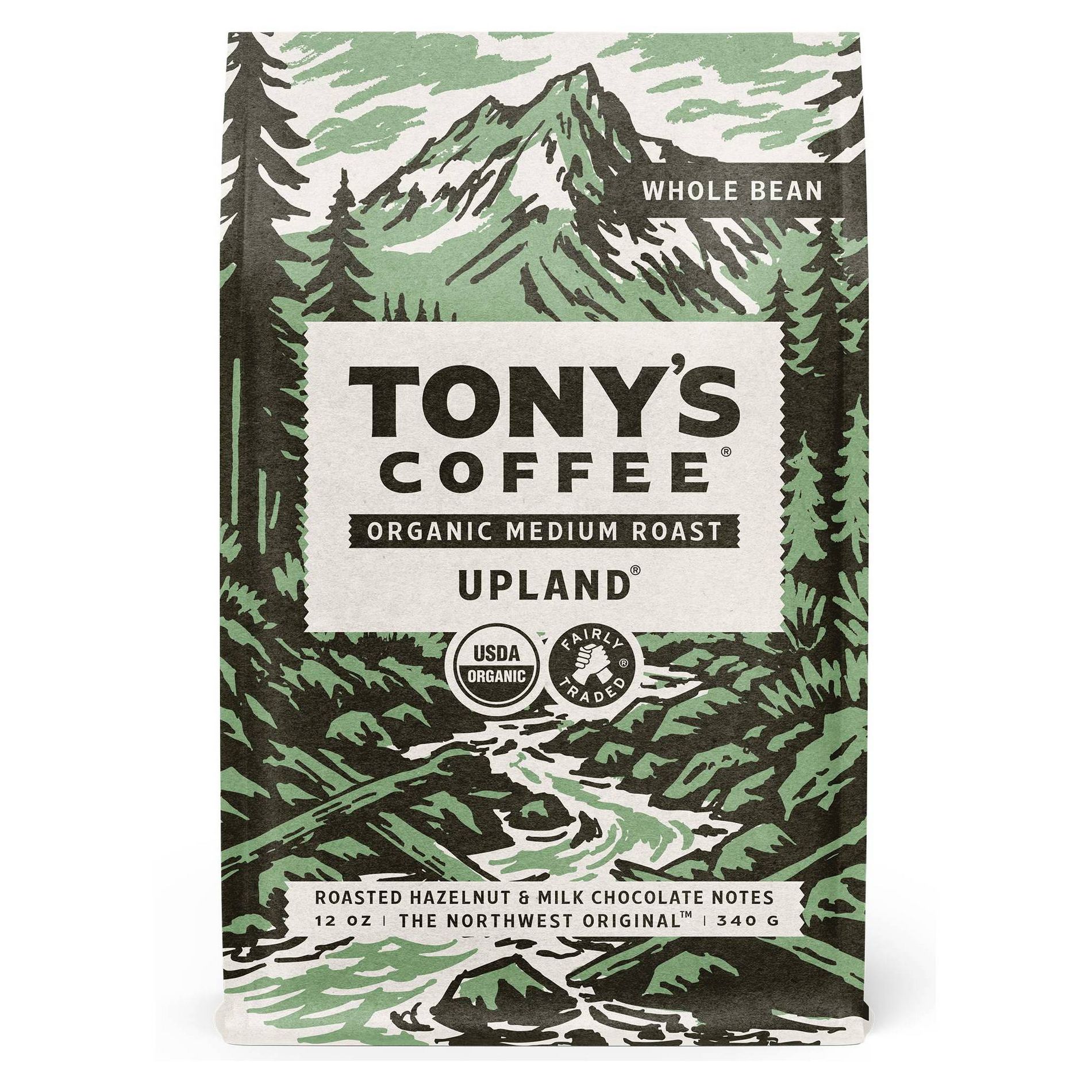 Tony's Coffee Upland Medium Roast Whole Bean Coffee - 12oz: Organic Certified, Fair Trade Certified