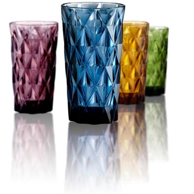 Artland Highgate Assorted Color 15 Ounce Highball Glass, Set of 4