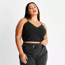 Women's Plus Size V-Neck Bralette Sweater Tank Top - Future Collective™ with Kahlana Barfield Brown Black 4X