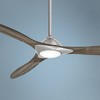 60" Minka Aire Modern 3 Blade Indoor Ceiling Fan with LED Light Remote Control Brushed Nickel for Living Room Kitchen Bedroom Home - 2 of 4