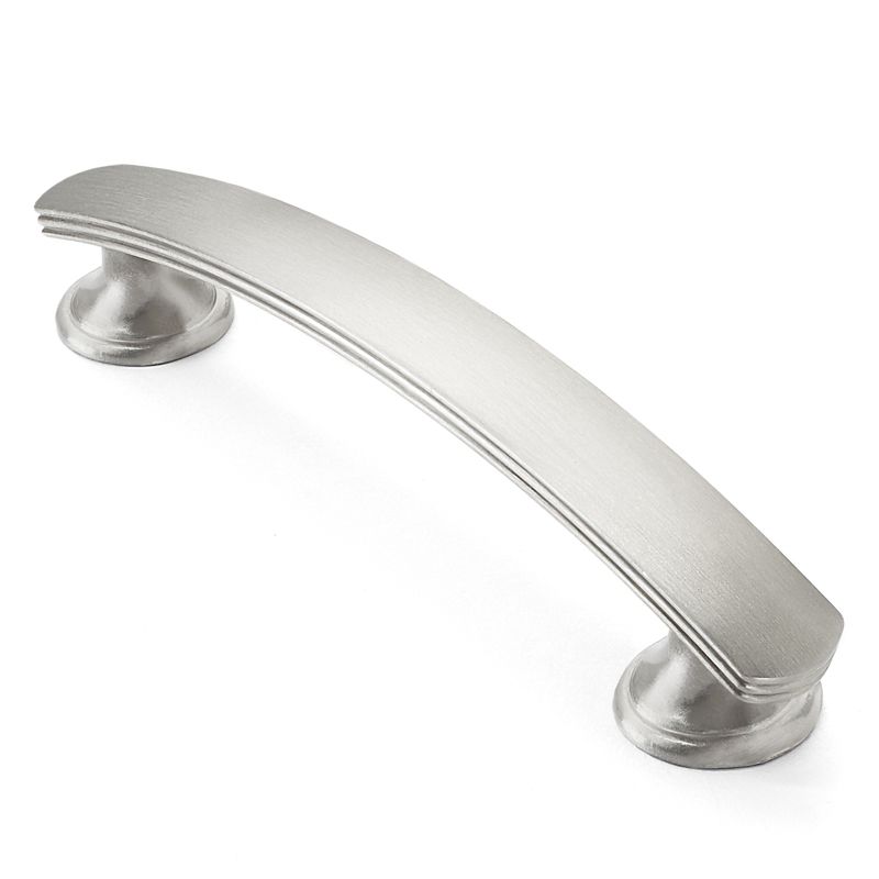 Cauldham Solid Kitchen Cabinet Arch Pulls Handles (3-3/4" Hole Centers) - Curved Drawer/Door Hardware - Style T750 - Satin Nickel, 1 of 6