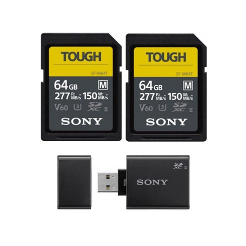 Sony 64GB SF-M Series High Speed Tough SD Card (2-Pack) & USB 3.1 SD Card  Reader