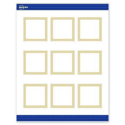 Avery Printable Square Cards, Gold Multi-Lined Border, 2.5" x 2.5", Matte White Square Cards, Laser/Inkjet, 90ct, Great for Business Cards