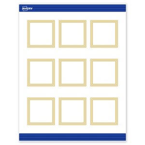 Avery Printable Square Cards, Gold Multi-Lined Border, 2.5" x 2.5", Matte White Square Cards, Laser/Inkjet, 90ct, Great for Business Cards - 1 of 4