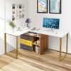 Tangkula 2-Person Computer Desk Writing Desk Workstation w/3 Storage Drawers & 2-Tier Shelves Multifunction - 2 of 4