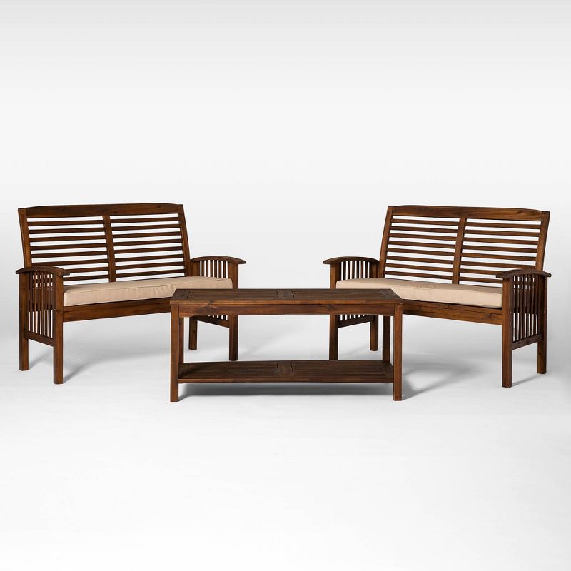 Ravenscroft 3pc Acacia Wood Patio Chat Set with Coffee Table - Saracina Home, 1 of 9