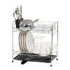 LunaLulinlk 2-tier Medium-sized Dish Rack with Drain Spout, Dish Rack and Drainer, Black - 2 of 4