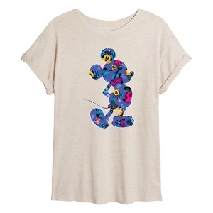 Women's - Disney - Mickey Silhouette Expressive Pattern Oversized Graphic T-Shirt - 1 of 4