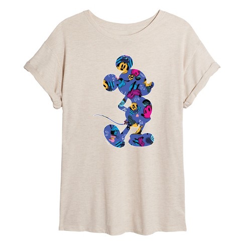 Women's - Disney - Mickey Silhouette Expressive Pattern Oversized Graphic T-Shirt - image 1 of 4