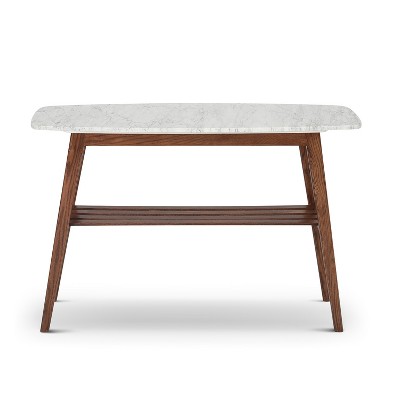 The Bianco Collection Castello 43" Rectangular Italian Carrara White Marble Console Table