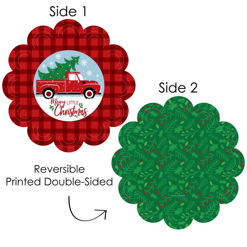 Big Dot of Happiness Merry Little Christmas Tree - Red Truck Christmas Party Round Table Decorations - Paper Chargers - Place Setting For 12, 3 of 9