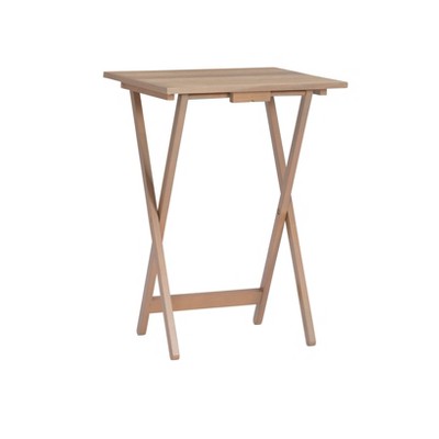 Elegant Gray Acacia 4-Piece Tray Table Set with Stand