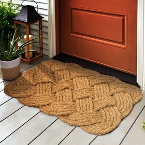 JONATHAN Y Maeve Classic Coastal Scalloped Basketweave Coir Indoor/Outdoor DoorMat - 1 of 4