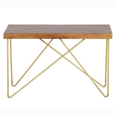 Walter Sofa Table Mango Wood Top with Brass Inlay and Base - Steve Silver