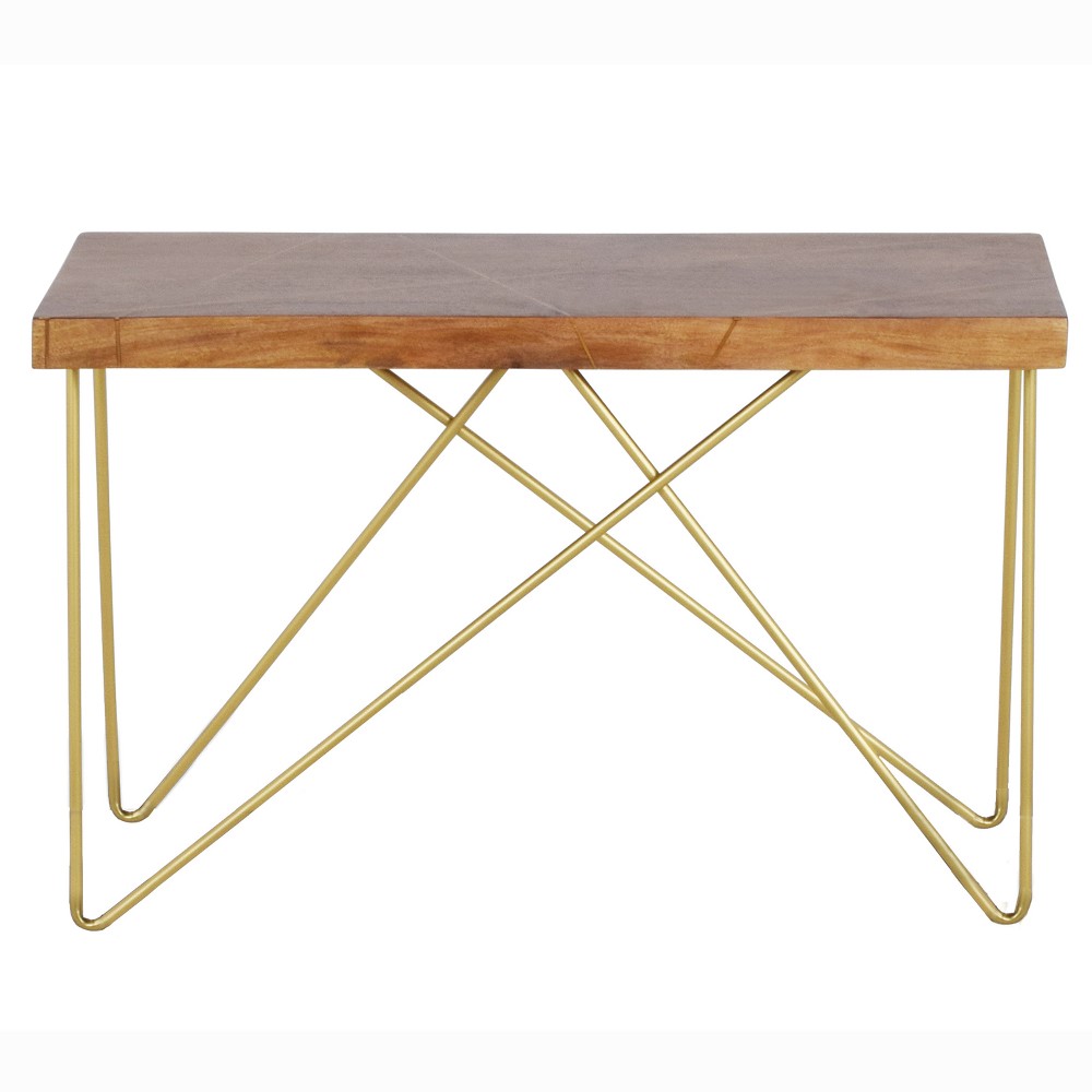 Photos - Coffee Table Walter Sofa Table Mango Wood Top with Brass Inlay and Base - Steve Silver