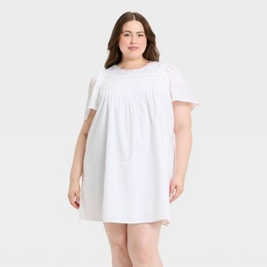 Women's Short Sleeve Eyelet Mini Shift Dress - Universal Thread White 1X :  Target