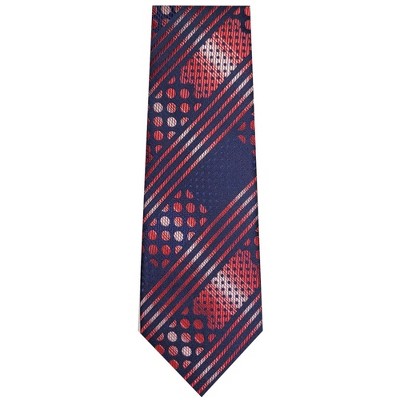 TheDapperTie Men's Navy Blue And Burgundy Stripes Necktie with Hanky